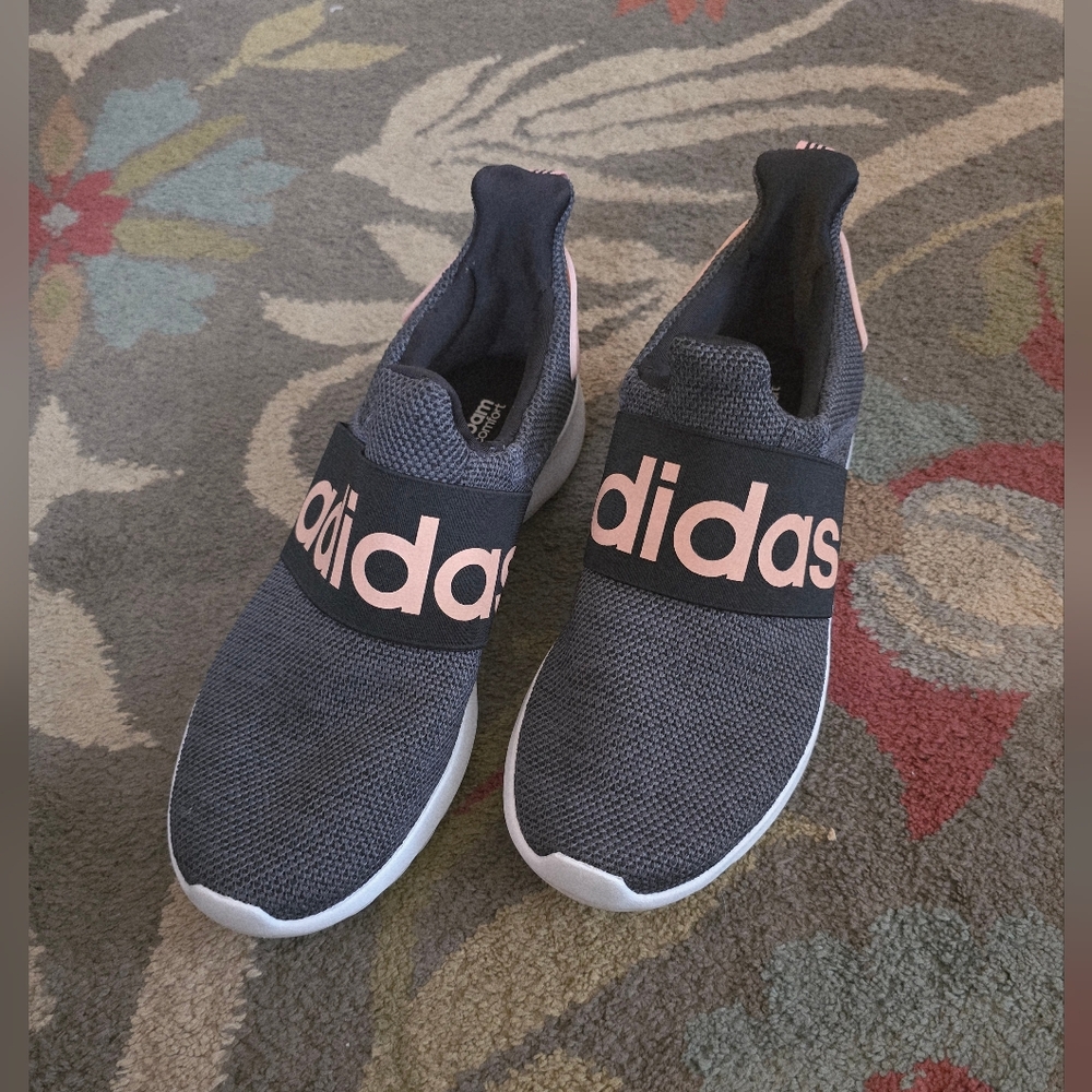 Adidas Womens cloudfoam comfort Black and Pink Slip-On Sneakers size 8